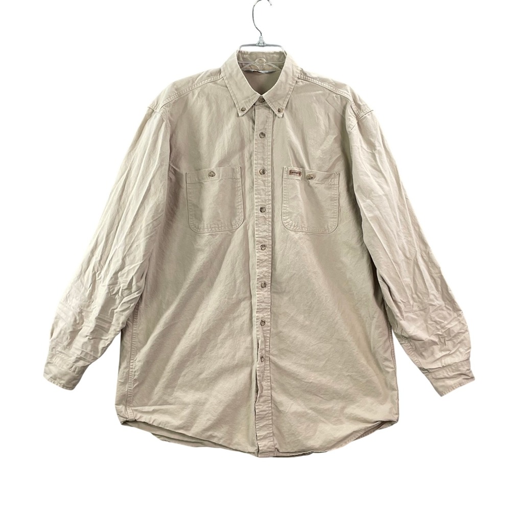 Carhartt Shirt Mens XL Tan Khaki Rugged Outdoor Workwear Safari Academia Camping